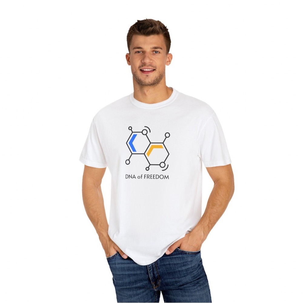 Ukrainian Tee DNA of Freedom T-Shirt | Ukraine Colors Molecular Tee